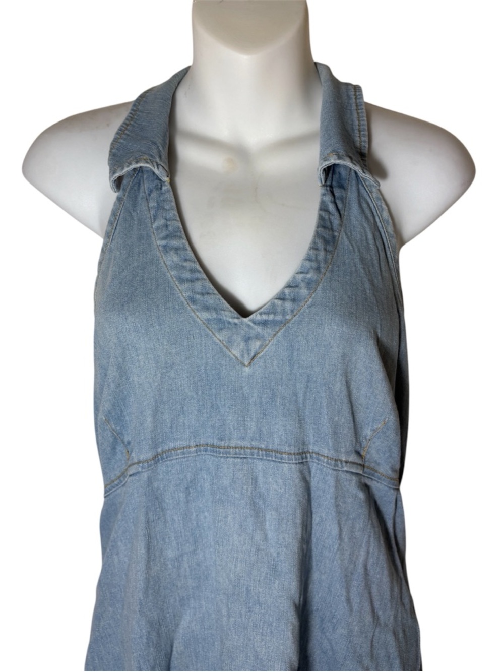 Denim Halter Mini Dress 💙 Y2K Vibes Size M - Picture 3 of 6